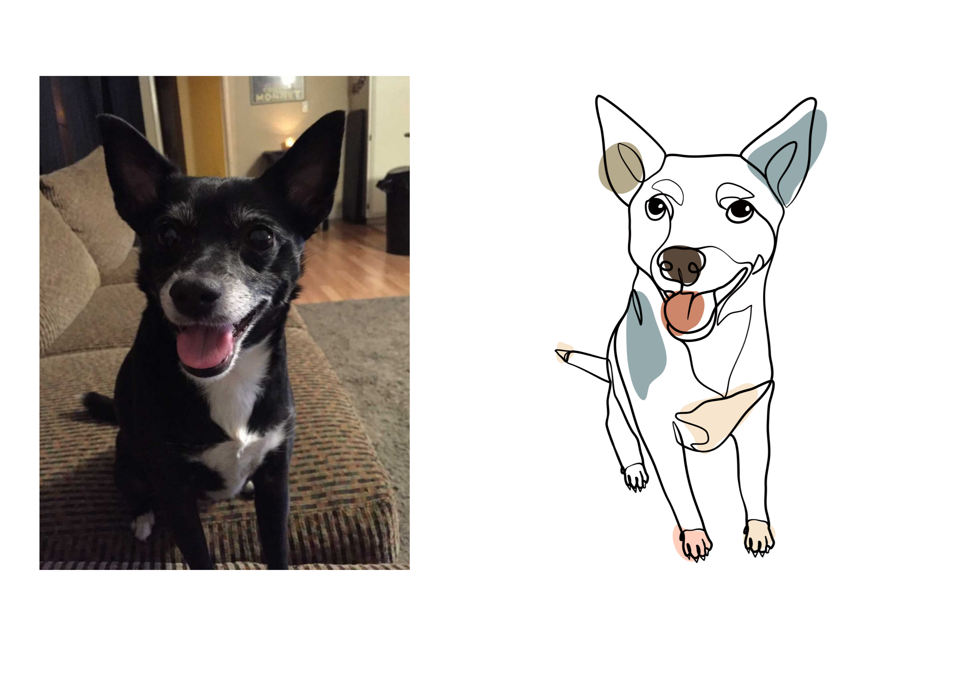 Dog Full Body Line Art 2 Before and After