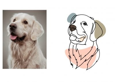 Dog Half Body Line Art 2 Before and After