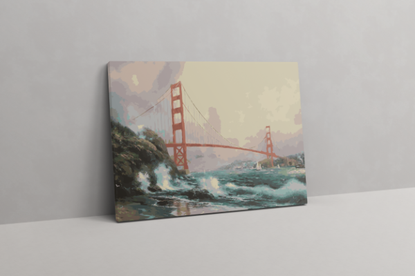 Waves Crashing Near the Golden Gate Canvas Paint by Numbers Kit