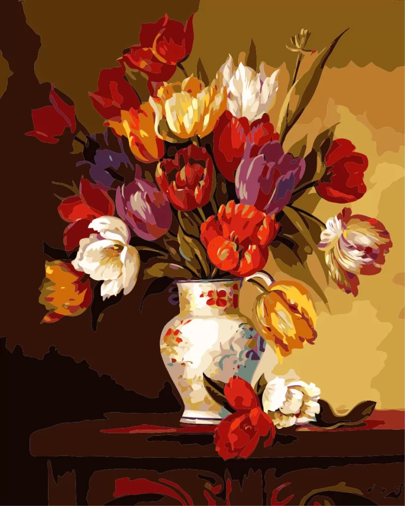 Autumn Flowers in White Vase Paint by Numbers Paint My Numbers