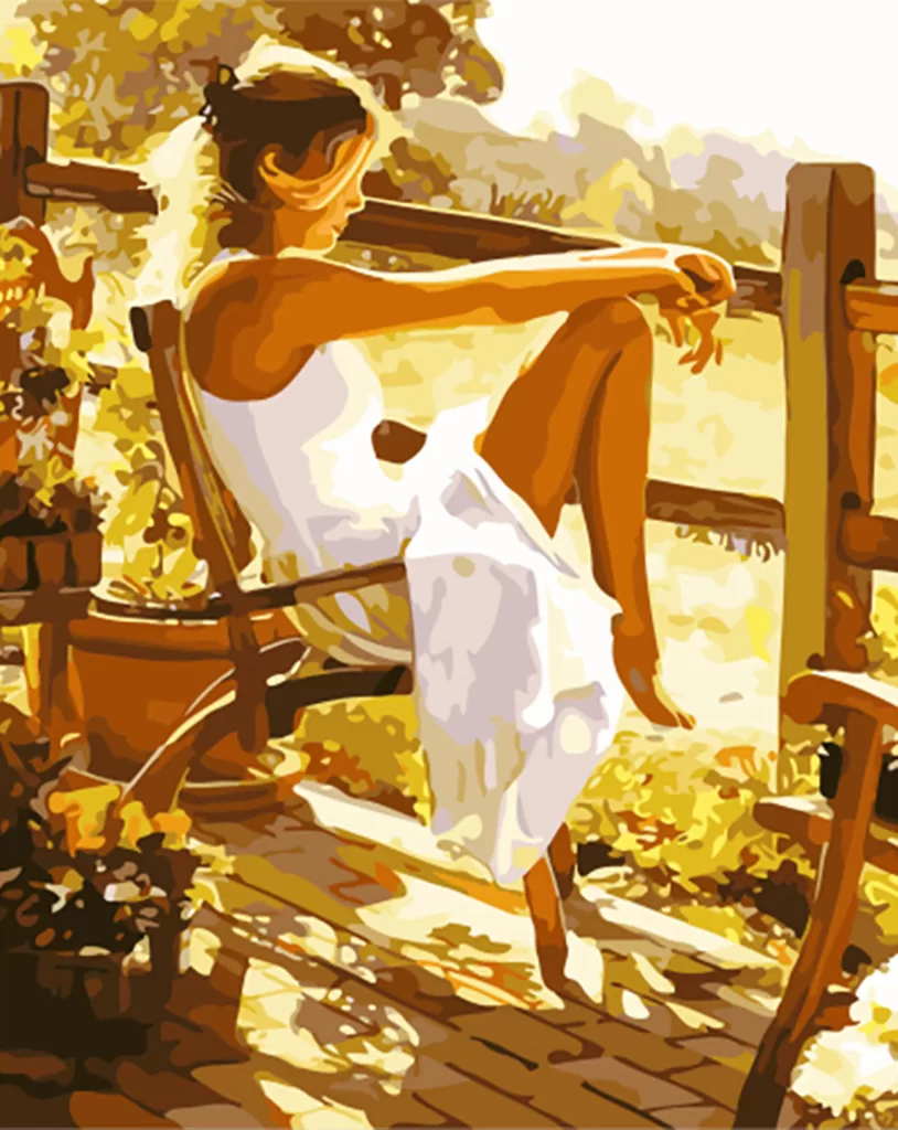 Woman in Courtyard Paint by Numbers Paint My Numbers
