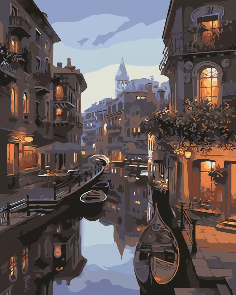 Boats on the Canal Paint by Numbers Paint My Numbers