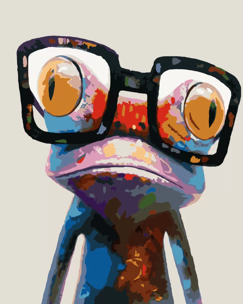 Frog with Glasses - Dark - Paint by Numbers - Paint My Numbers