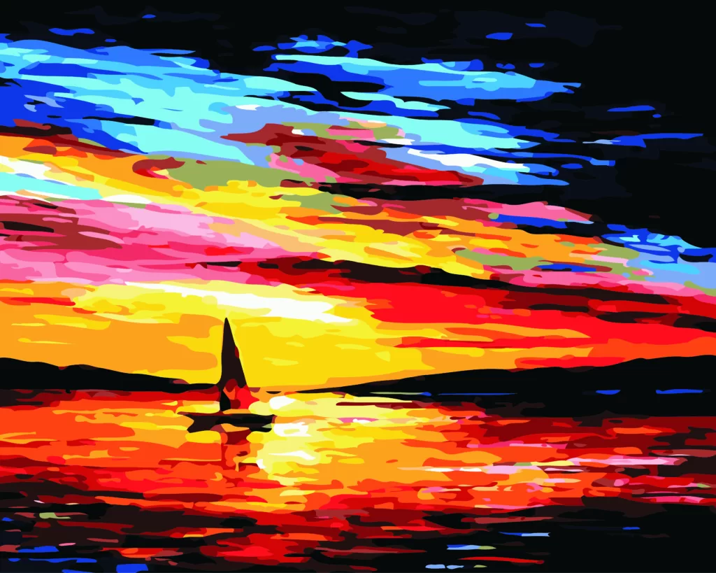 Sail Boat on the Water at Sunset Paint by Numbers Paint My Numbers